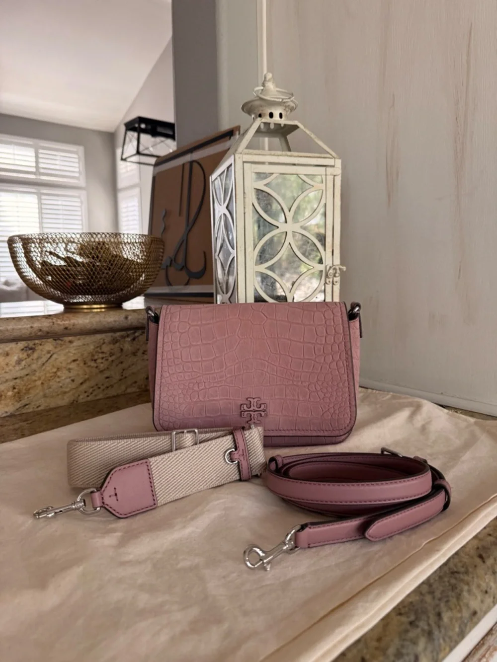 New Tory Burch THEA EMBOSSED SUEDE FLAP CROSSBODY